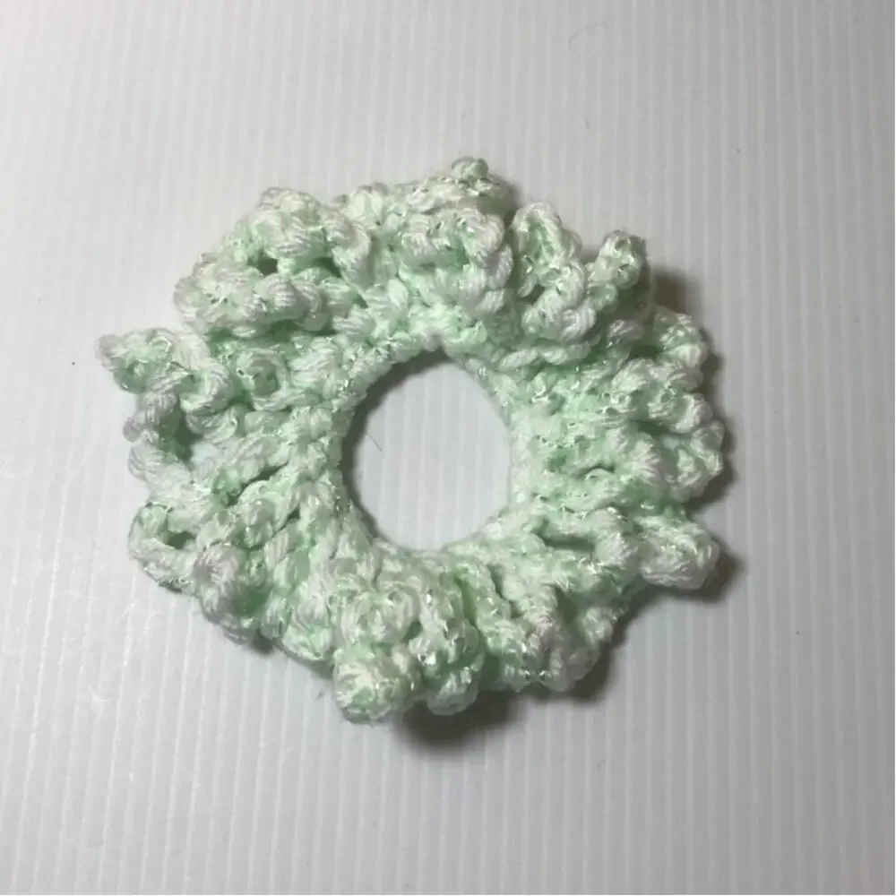 NWT Handmade Crocheted  Mint Green Hair Scrunchie